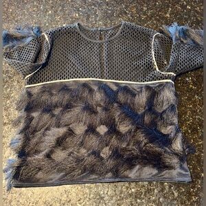⭐️Lahive Black Open Crochet Top with Short Fringe Accents - UNIQUE and NWT⭐️